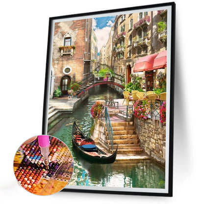 Boat Running Water - Full AB Square Drill Diamond Painting 30*40CM