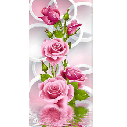 Rose Flower - Special Shaped Drill Diamond Painting 30*56CM