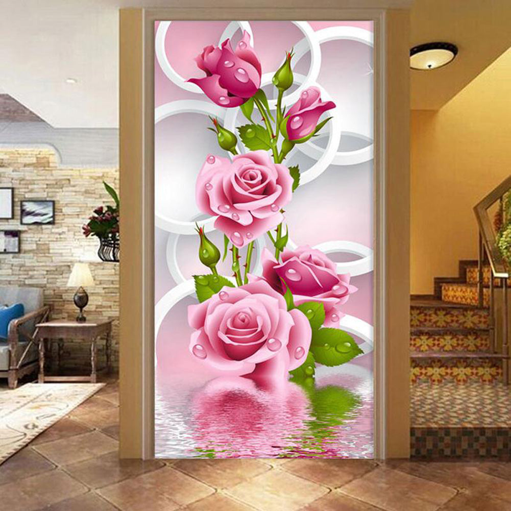 Rose Flower - Special Shaped Drill Diamond Painting 30*56CM