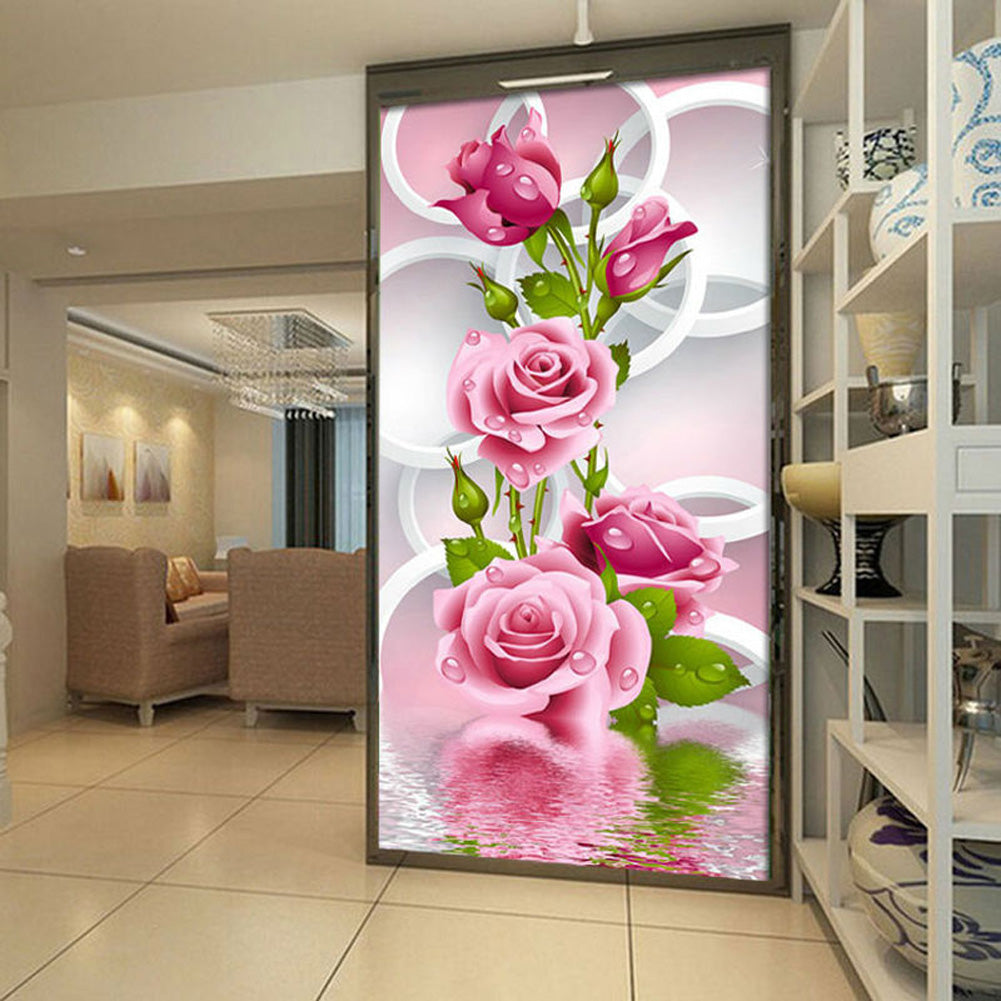 Rose Flower - Special Shaped Drill Diamond Painting 30*56CM