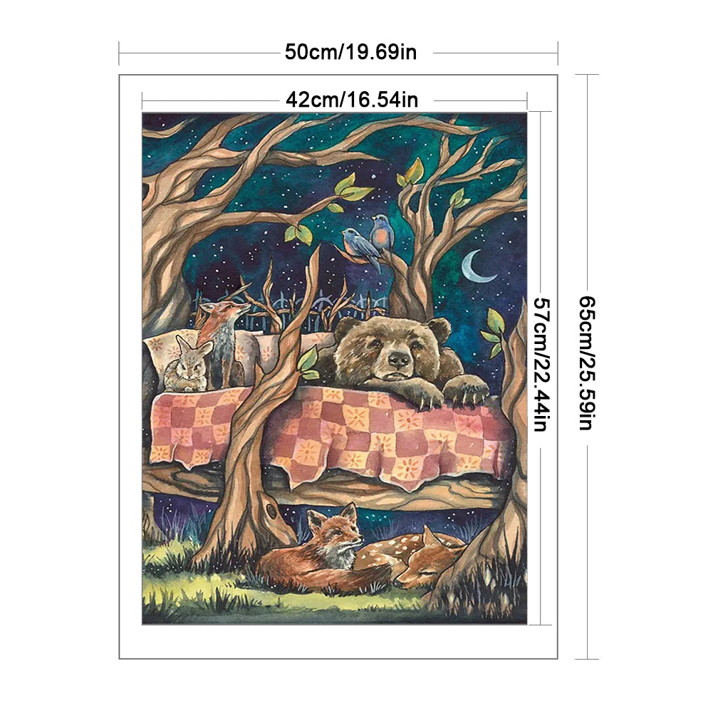 Bear And Squirrel In The Woods - 11CT Stamped Cross Stitch 50*65CM