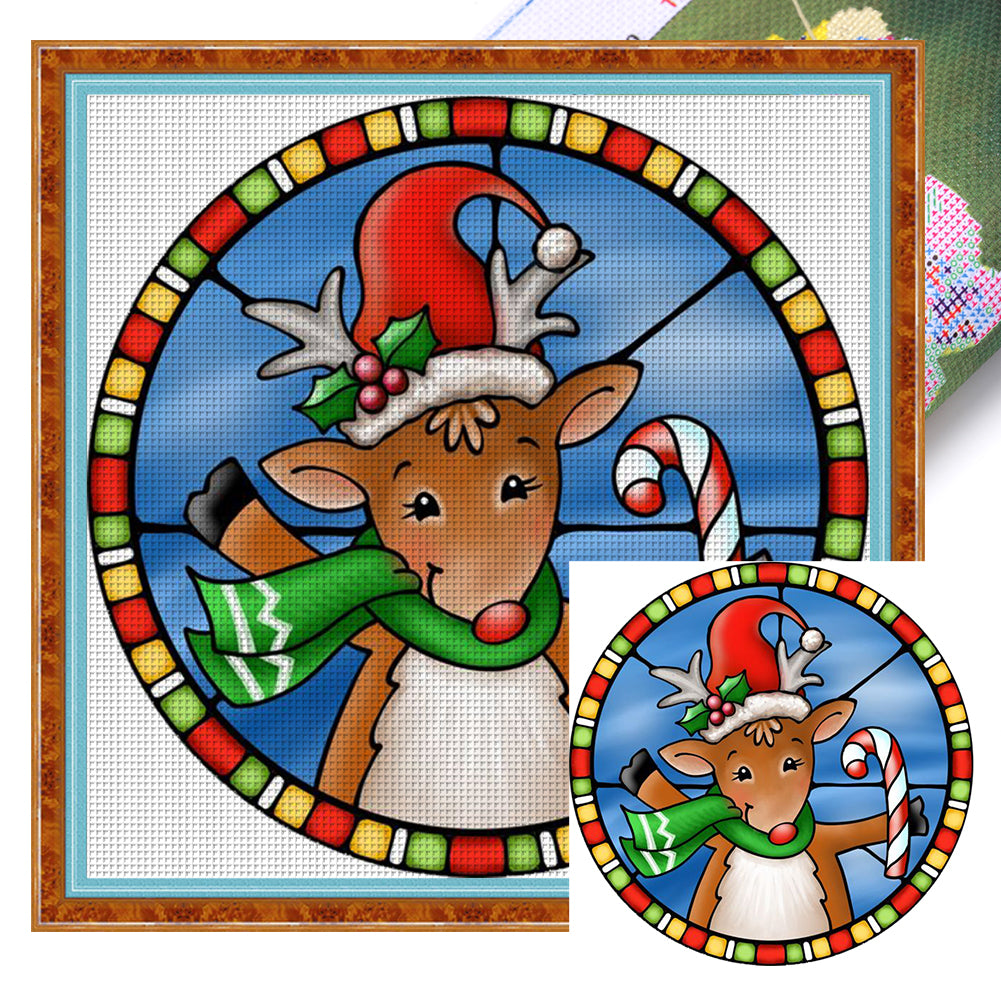 Christmas Deer - 11CT Stamped Cross Stitch 40*40CM