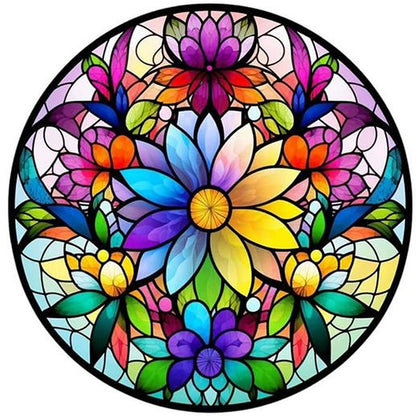 Glass Painting-Colorful Flowers - 11CT Stamped Cross Stitch 40*40CM