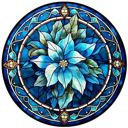 Glass Painting-Blue Flowers - 11CT Stamped Cross Stitch 40*40CM