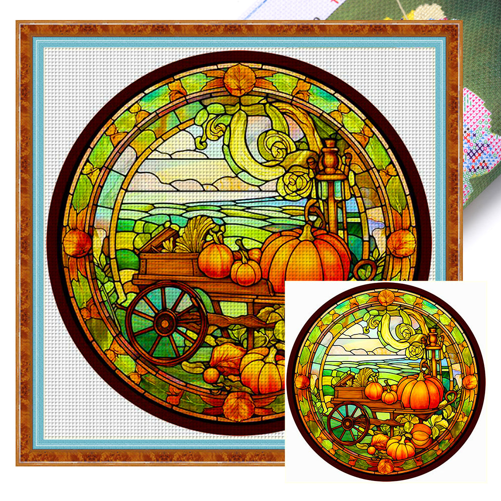 Glass Painting-Halloween Pumpkin - 11CT Stamped Cross Stitch 40*40CM