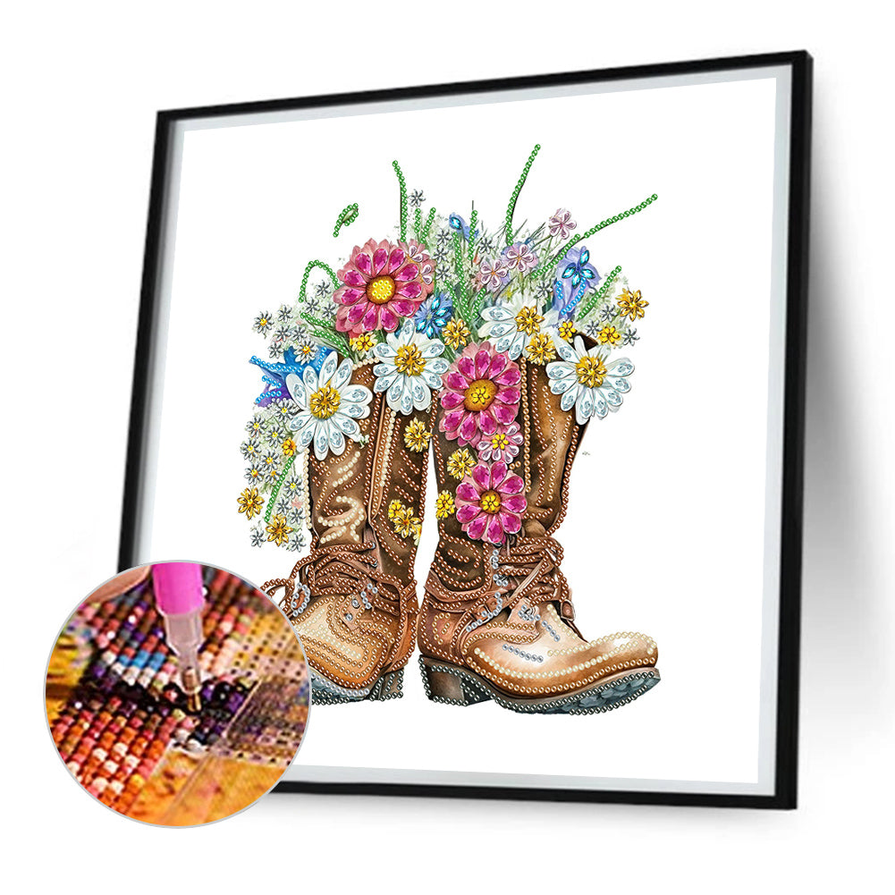 Flower Boots - Special Shaped Drill Diamond Painting  30*30CM