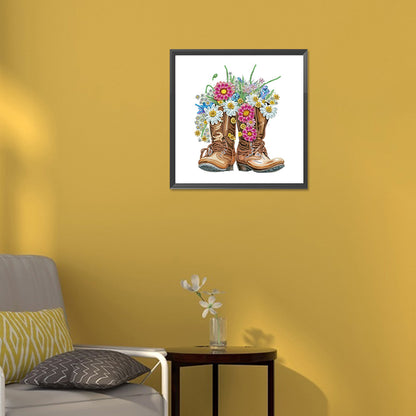 Flower Boots - Special Shaped Drill Diamond Painting  30*30CM