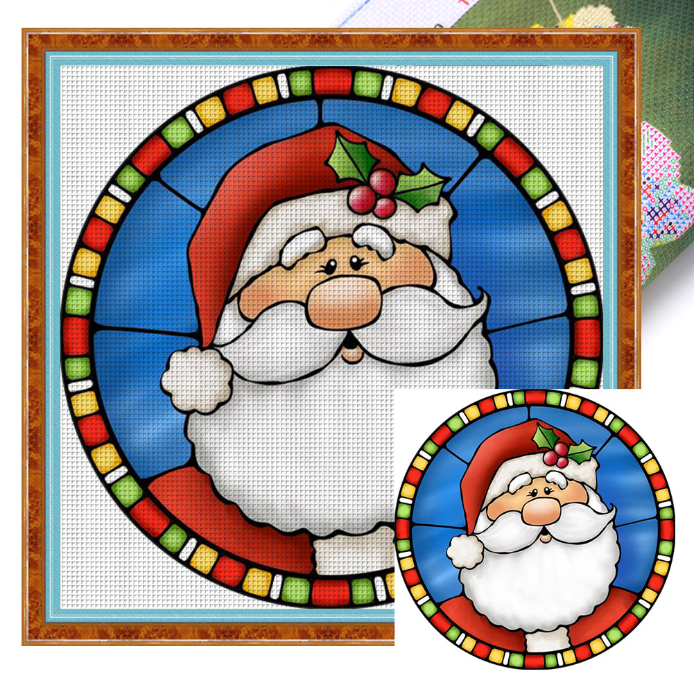 Glass Painting-Santa Claus - 11CT Stamped Cross Stitch 50*50CM