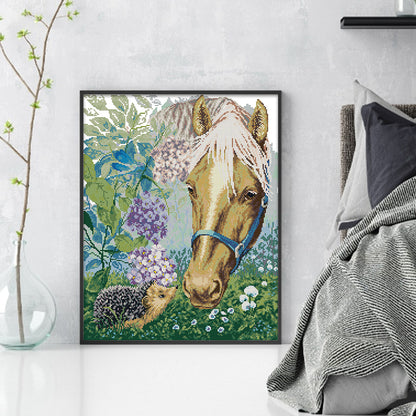 Horse And Hedgehog - 14CT Stamped Cross Stitch 40*48CM(Joy Sunday)