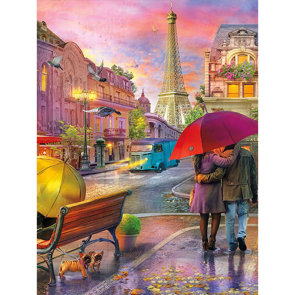 Street Painting In Paris - Full Round Drill Diamond Painting 30*40CM