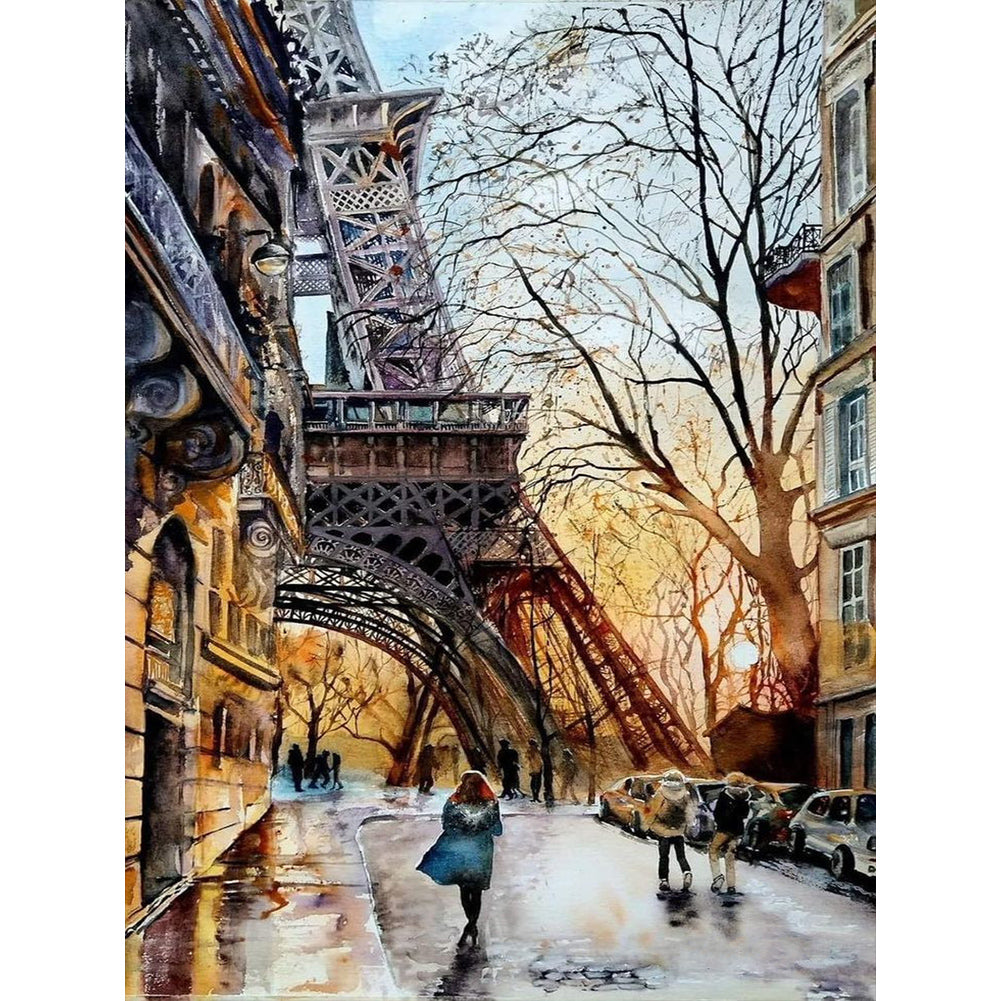 Street Painting In Paris - Full Round Drill Diamond Painting 30*40CM