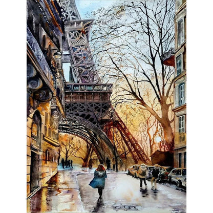 Street Painting In Paris - Full Round Drill Diamond Painting 30*40CM