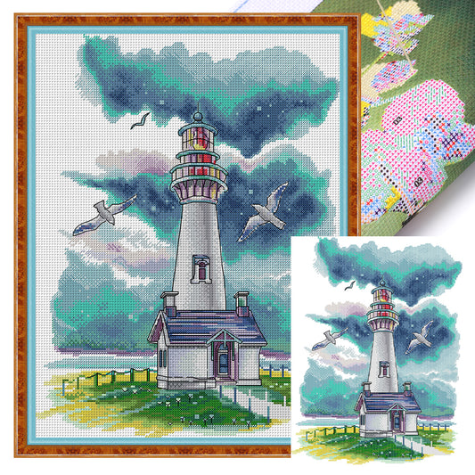 Lighthouse And Seagulls - 14CT Stamped Cross Stitch 34*43CM(Joy Sunday)