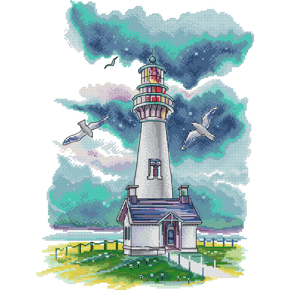 Lighthouse And Seagulls - 14CT Stamped Cross Stitch 34*43CM(Joy Sunday)