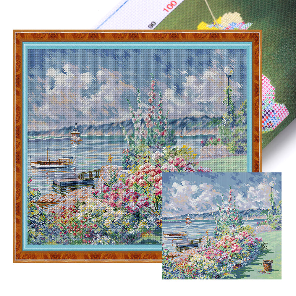 Flower Coast - 14CT Stamped Cross Stitch 52*44CM(Joy Sunday)