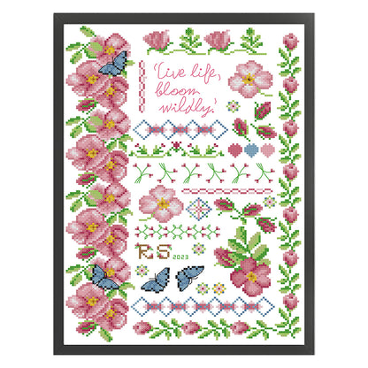 Flowers Bloom - 14CT Stamped Cross Stitch 29*40CM(Joy Sunday)