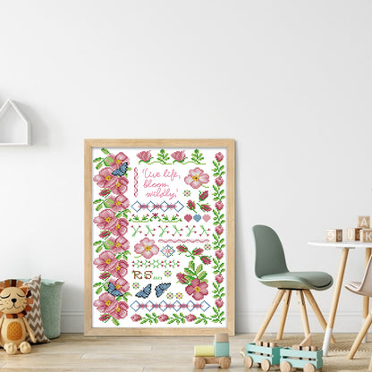 Flowers Bloom - 14CT Stamped Cross Stitch 29*40CM(Joy Sunday)