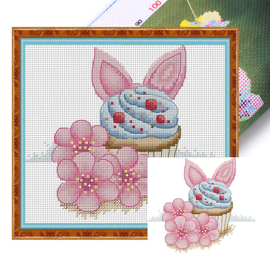 Peach Blossoms And Cake - 14CT Stamped Cross Stitch 18*17CM(Joy Sunday)