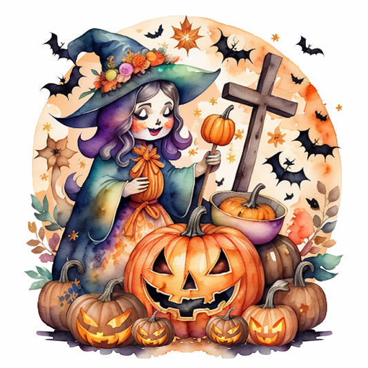 Halloween Pumpkin Girl - Full Round Drill Diamond Painting 40*40CM