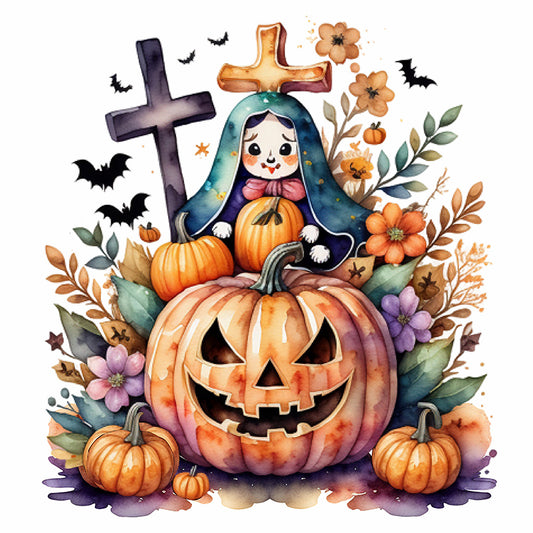 Halloween Pumpkin Girl - Full Round Drill Diamond Painting 40*40CM