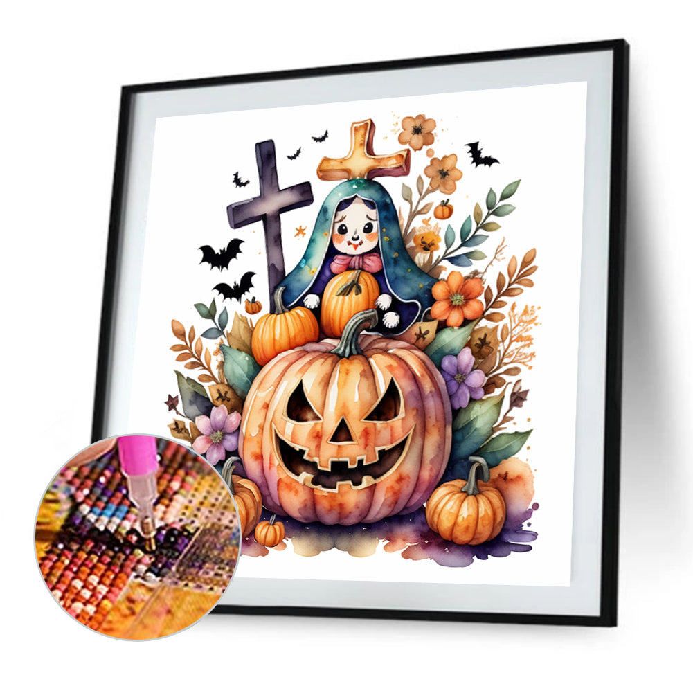 Halloween Pumpkin Girl - Full Round Drill Diamond Painting 40*40CM