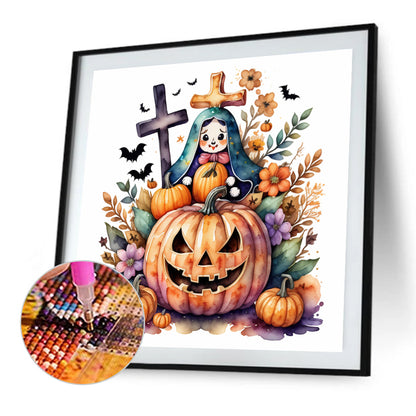 Halloween Pumpkin Girl - Full Round Drill Diamond Painting 40*40CM