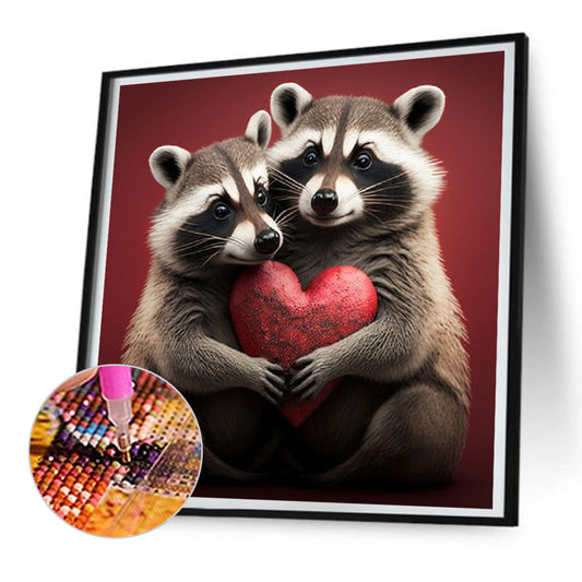 Raccoon - Full Round Drill Diamond Painting 30*30CM
