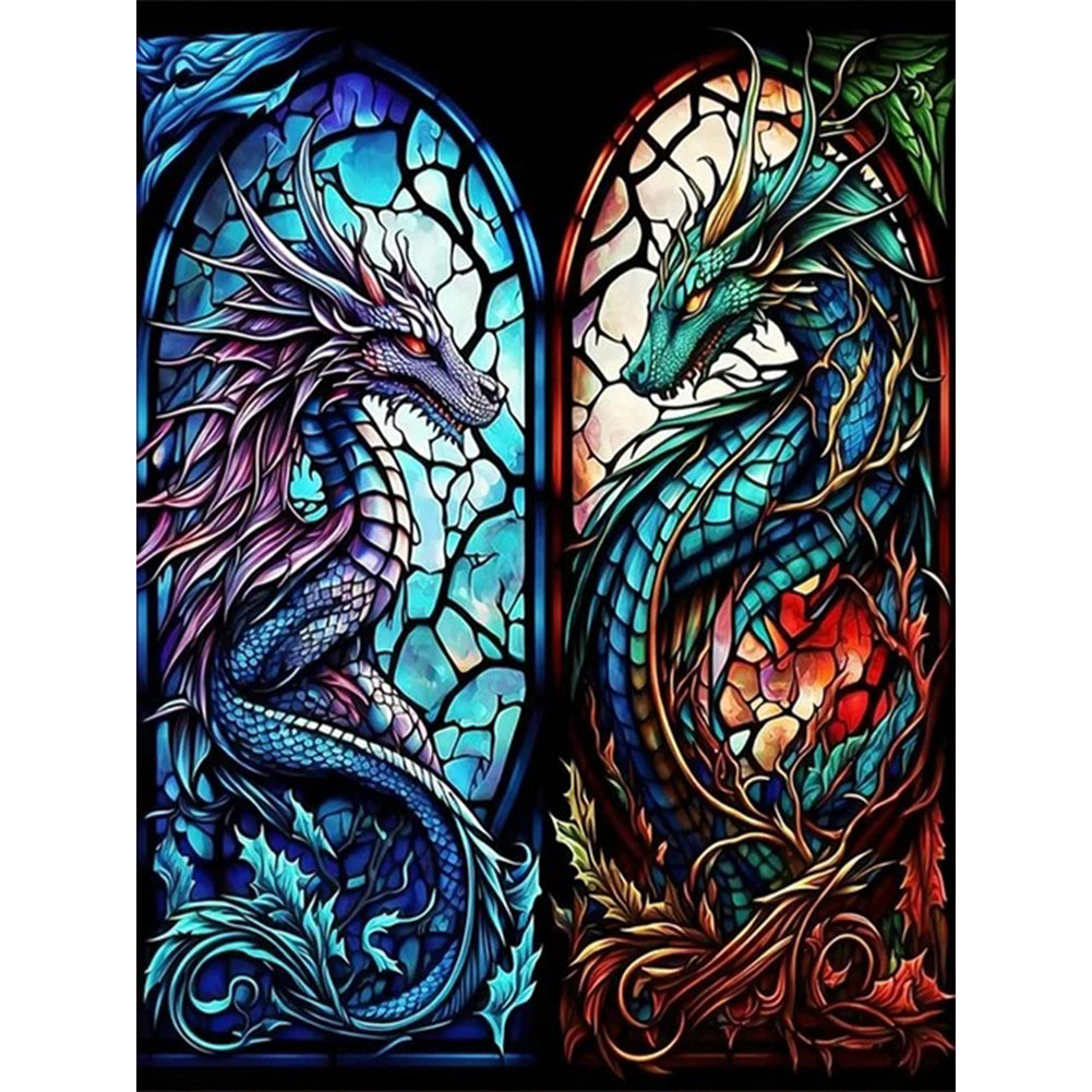 Glass Painting-Flying Dragon - 14CT Stamped Cross Stitch 50*65CM