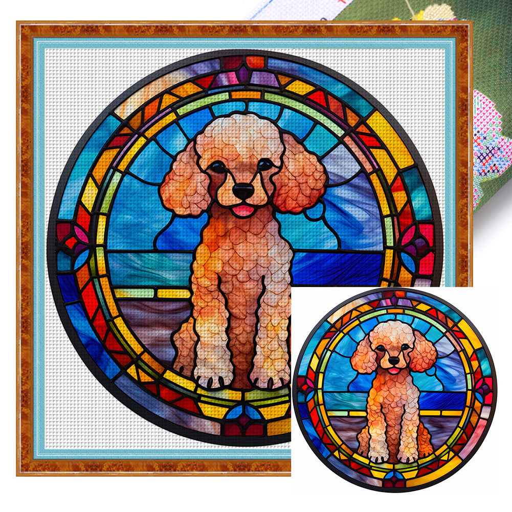 Glass Painting-Dog - 11CT Stamped Cross Stitch 40*40CM