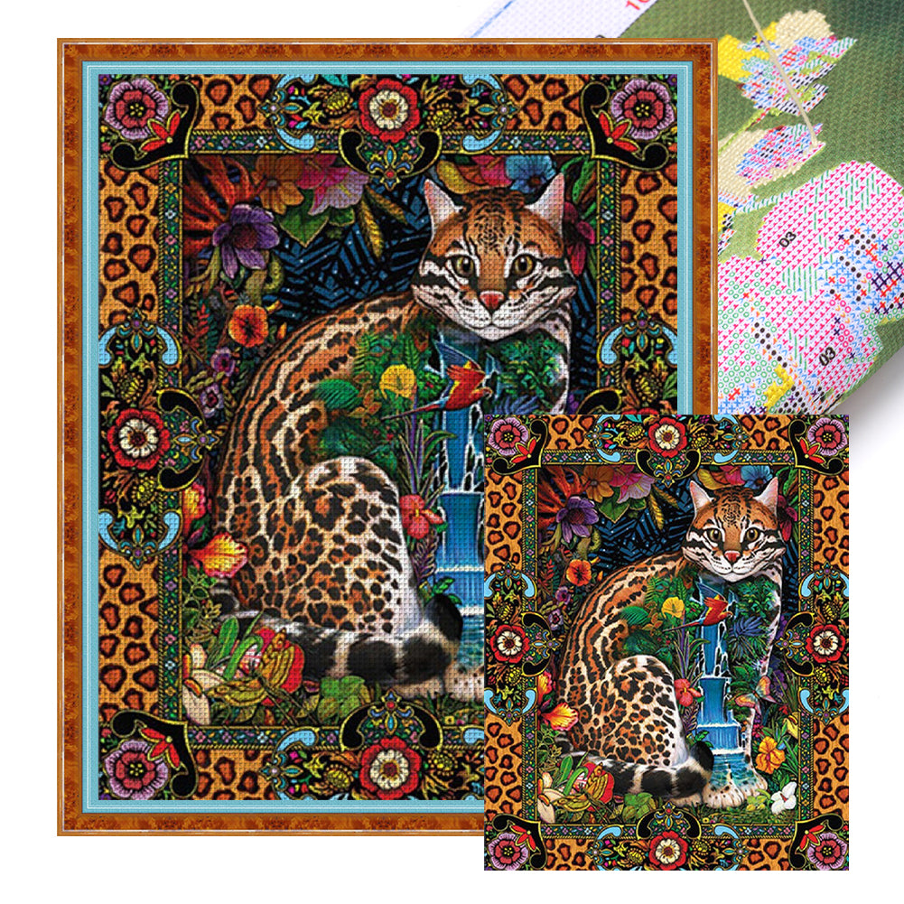 Retro Cat Poster - 11CT Stamped Cross Stitch 50*60CM