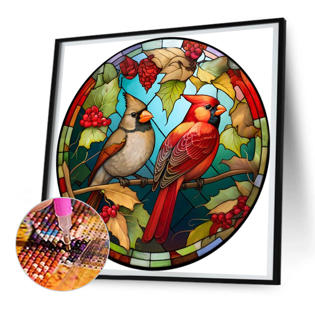 Glass Painting Cardinal - Full Round Drill Diamond Painting 30*30CM