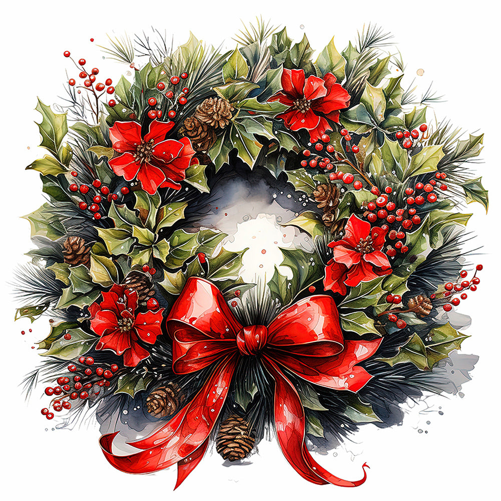 Christmas Wreath - Full Round Drill Diamond Painting 40*40CM