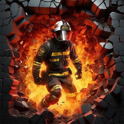 Fire Hero Firefighter - Full Round Drill Diamond Painting 40*40CM