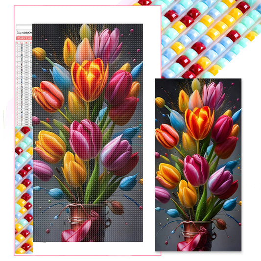 Warm Blooming Flowers - Full Square Drill Diamond Painting 40*80CM