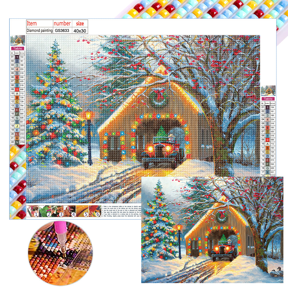 Rustic Christmas Cottage - Full Square Drill Diamond Painting 40*30CM