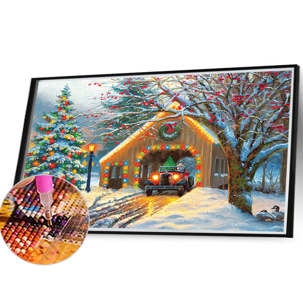 Rustic Christmas Cottage - Full Square Drill Diamond Painting 40*30CM