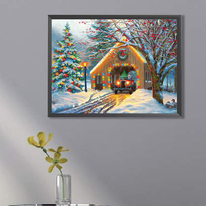 Rustic Christmas Cottage - Full Square Drill Diamond Painting 40*30CM