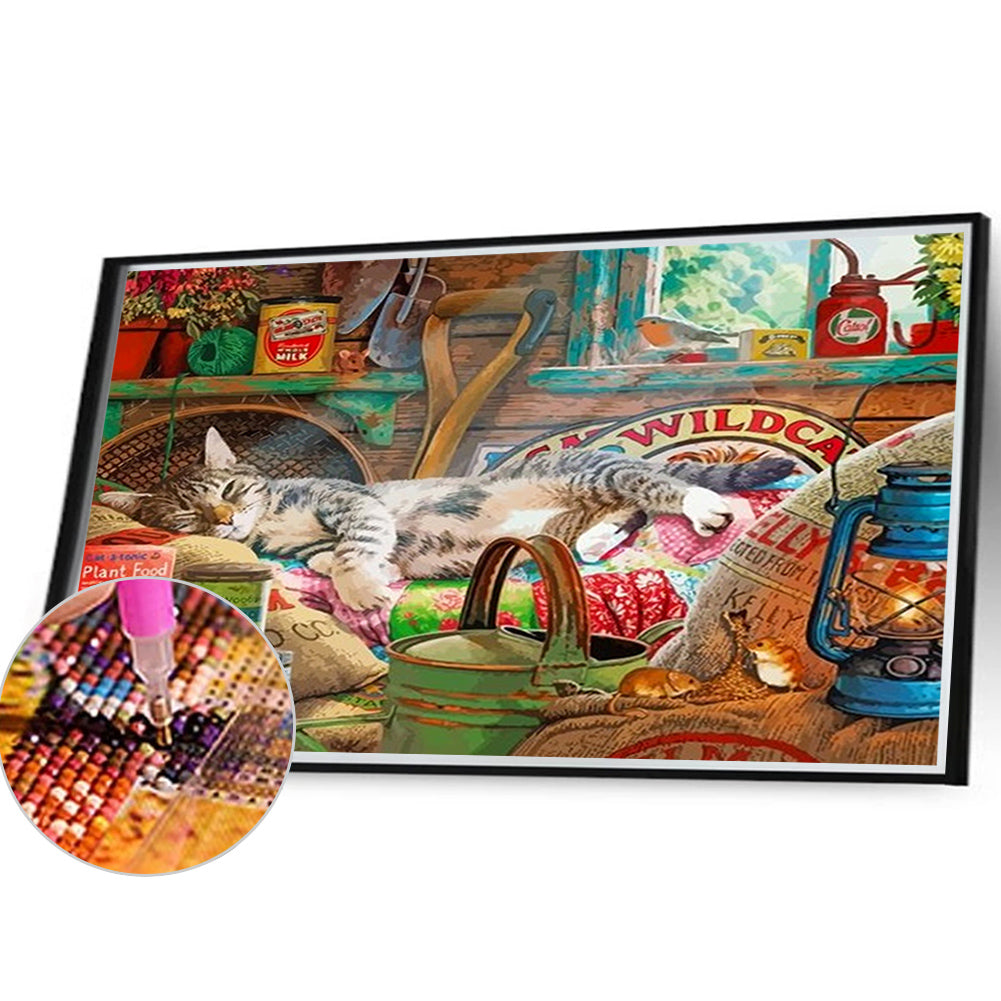 Lazy Cat - Full Square Drill Diamond Painting 40*30CM