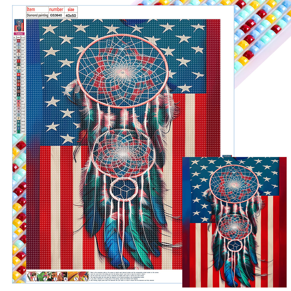 American Flag Dream Catcher - Full Square Drill Diamond Painting 40*50CM