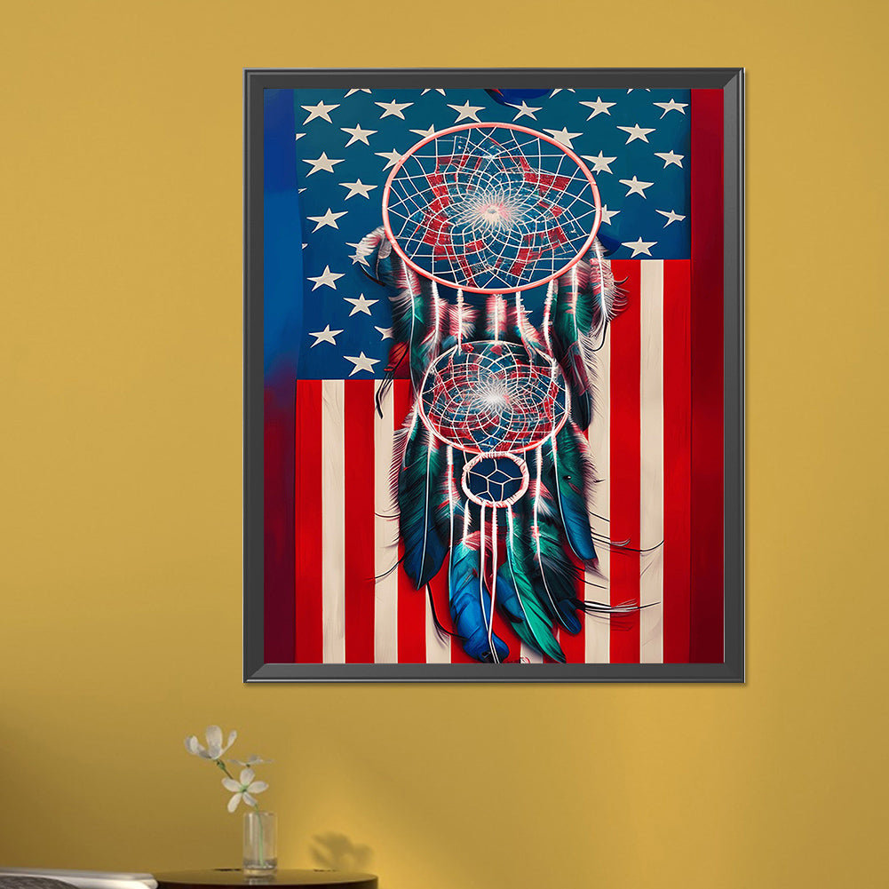 American Flag Dream Catcher - Full Square Drill Diamond Painting 40*50CM