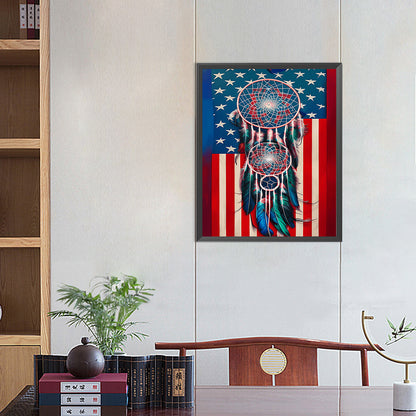 American Flag Dream Catcher - Full Square Drill Diamond Painting 40*50CM