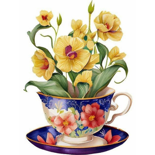 Teacup Bouquet - Full Round Drill Diamond Painting 30*40CM