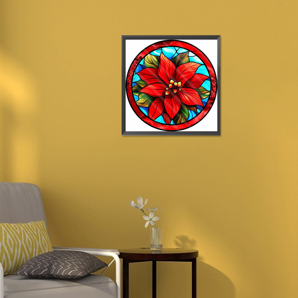 Round Poinsettia - Full Round Drill Diamond Painting 30*30CM
