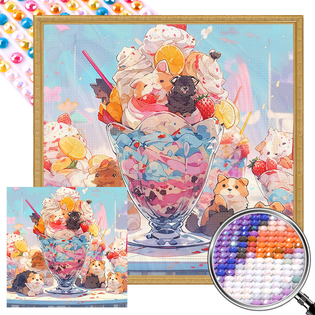 Small Animal Ice Cream - Full AB Round Drill Diamond Painting 40*40CM