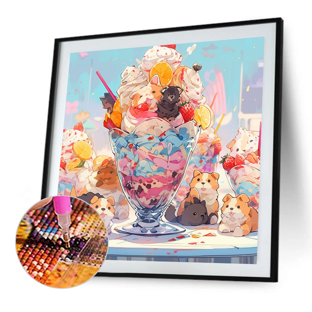 Small Animal Ice Cream - Full AB Round Drill Diamond Painting 40*40CM