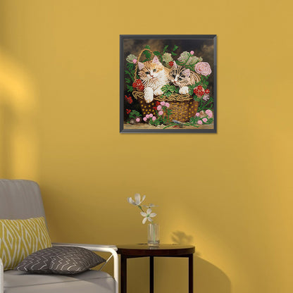 Flowers And Cats -Special Shaped Drill Diamond Painting  30*30CM