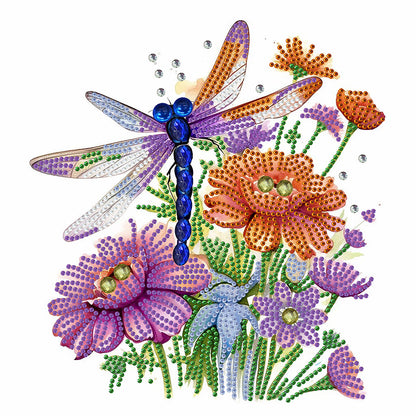 Flowers And Dragonflies - Special Shaped Drill Diamond Painting  30*30CM