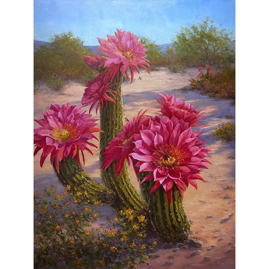 Cactus Flower - Full Round Drill Diamond Painting 30*40CM
