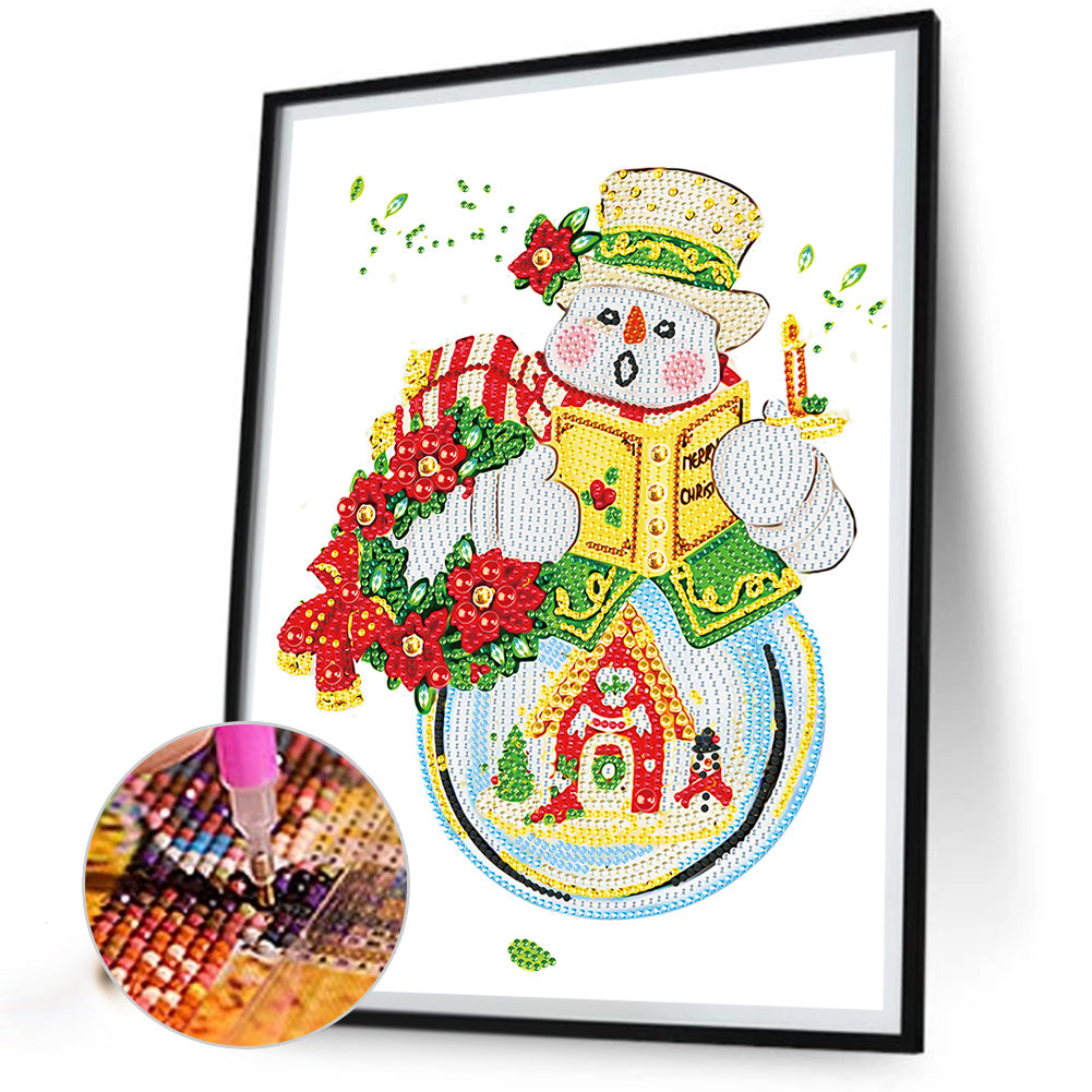 Poetry Snowman¡¤Little Green - Special Shaped Drill Diamond Painting 30*40CM