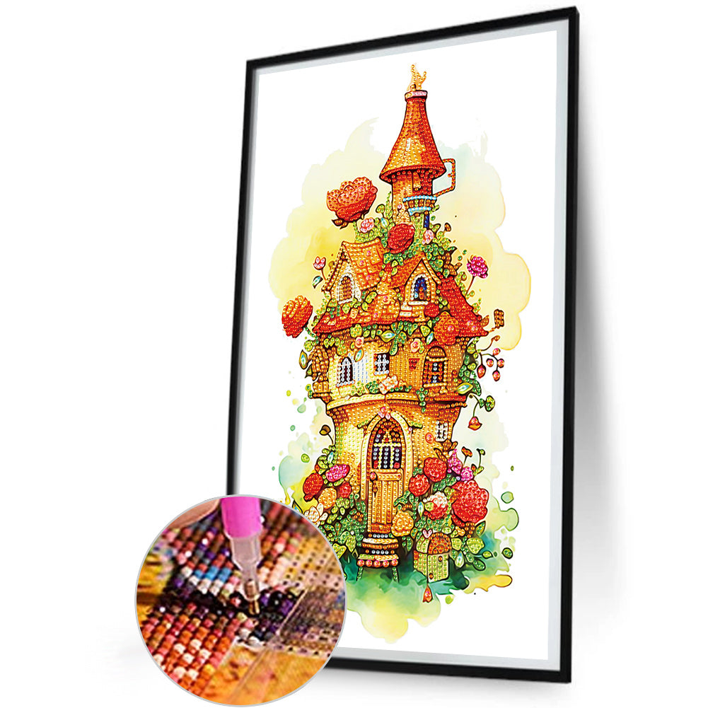 Rose House - Special Shaped Drill Diamond Painting 30*50CM